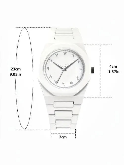 Luxury White Carbon Fiber Arabic Dial Quartz Watch for Men | Premium Minimalist Analog Wrist Watch