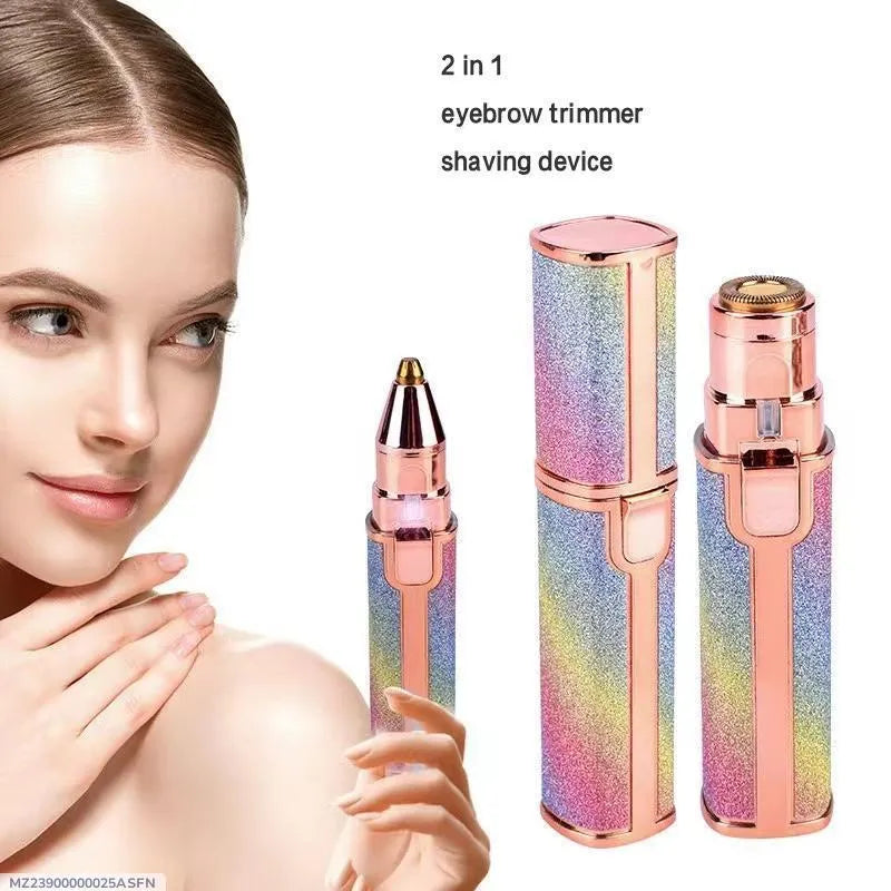 Rechargeable Women's Facial Hair Remover & Eyebrow Trimmer with LED Light | Painless Face Hair Removal Shaver