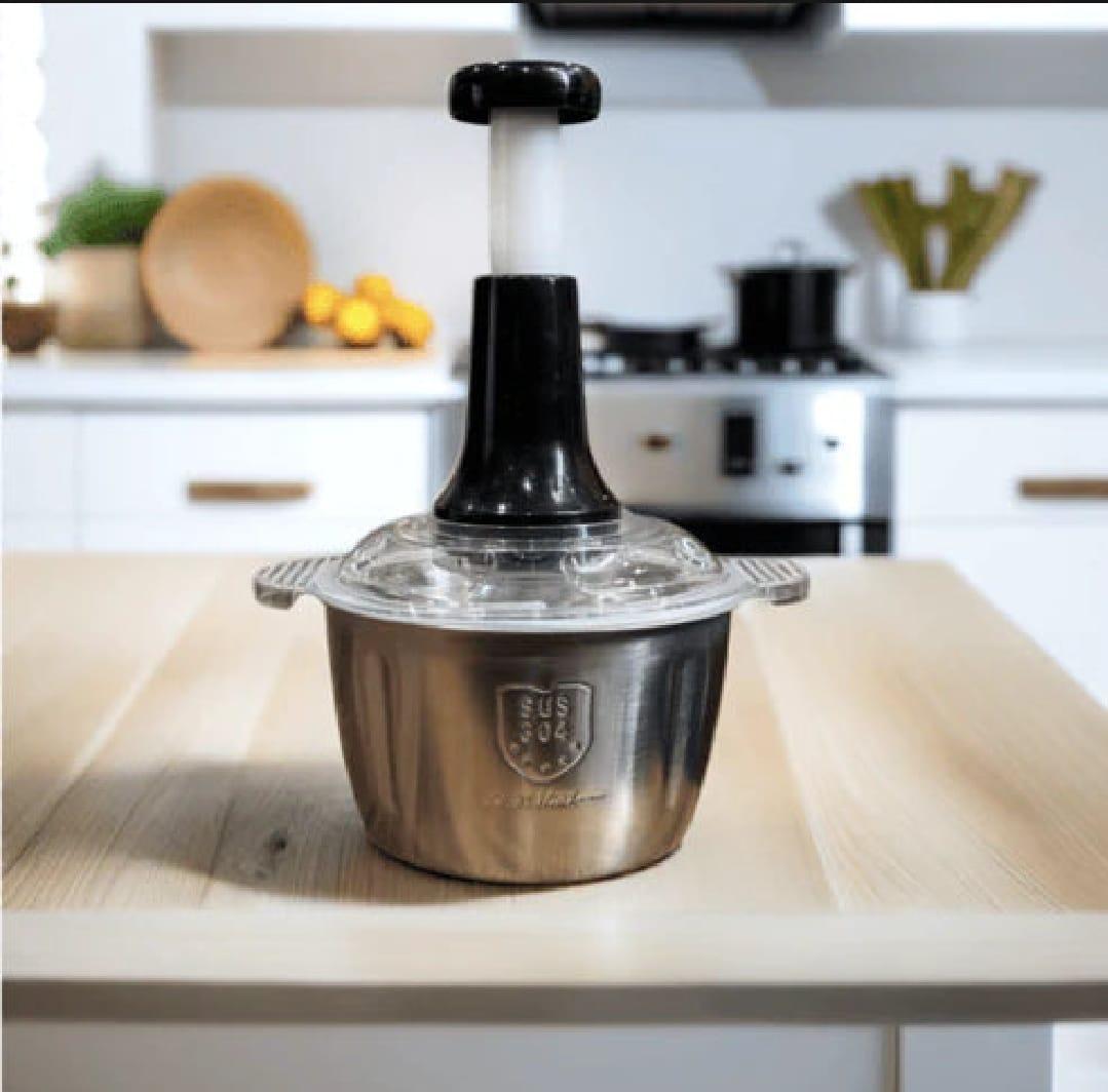 Manual Food Chopper & Vegetable Cutter – Stainless Steel Kitchen Processor