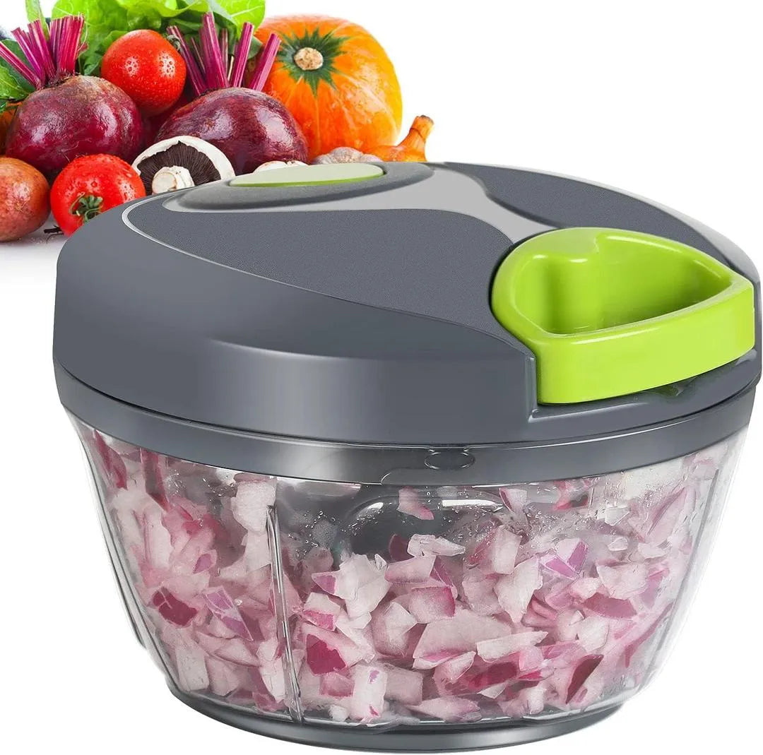 Manual Food Chopper Vegetable Cutter – Quick Pull Cord Onion Chopper, Multi-Purpose Vegetable & Fruit Cutter, Kitchen Food Processor for Onion, Garlic, Vegetables & Fruits