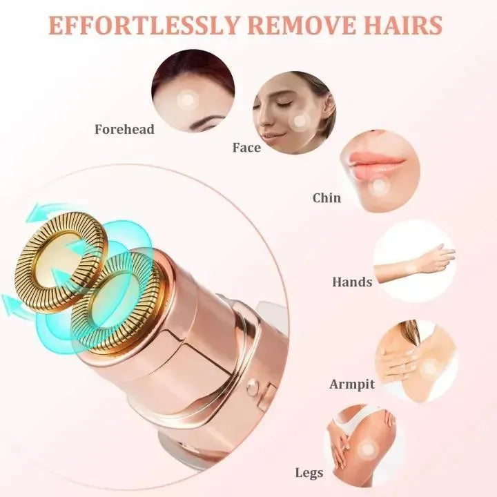 Rechargeable Women's Facial Hair Remover & Eyebrow Trimmer with LED Light | Painless Face Hair Removal Shaver