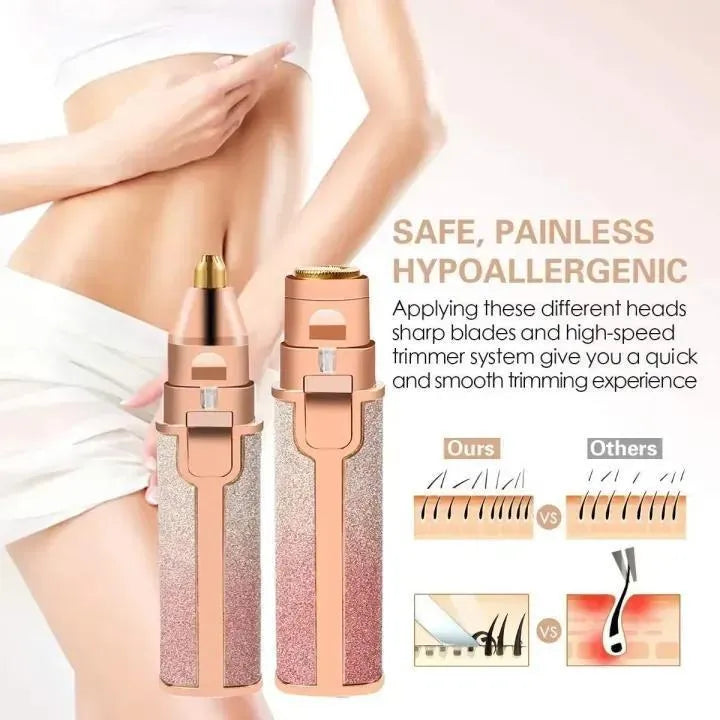 Rechargeable Women's Facial Hair Remover & Eyebrow Trimmer with LED Light | Painless Face Hair Removal Shaver