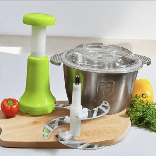 Manual Food Chopper & Vegetable Cutter – Stainless Steel Kitchen Processor